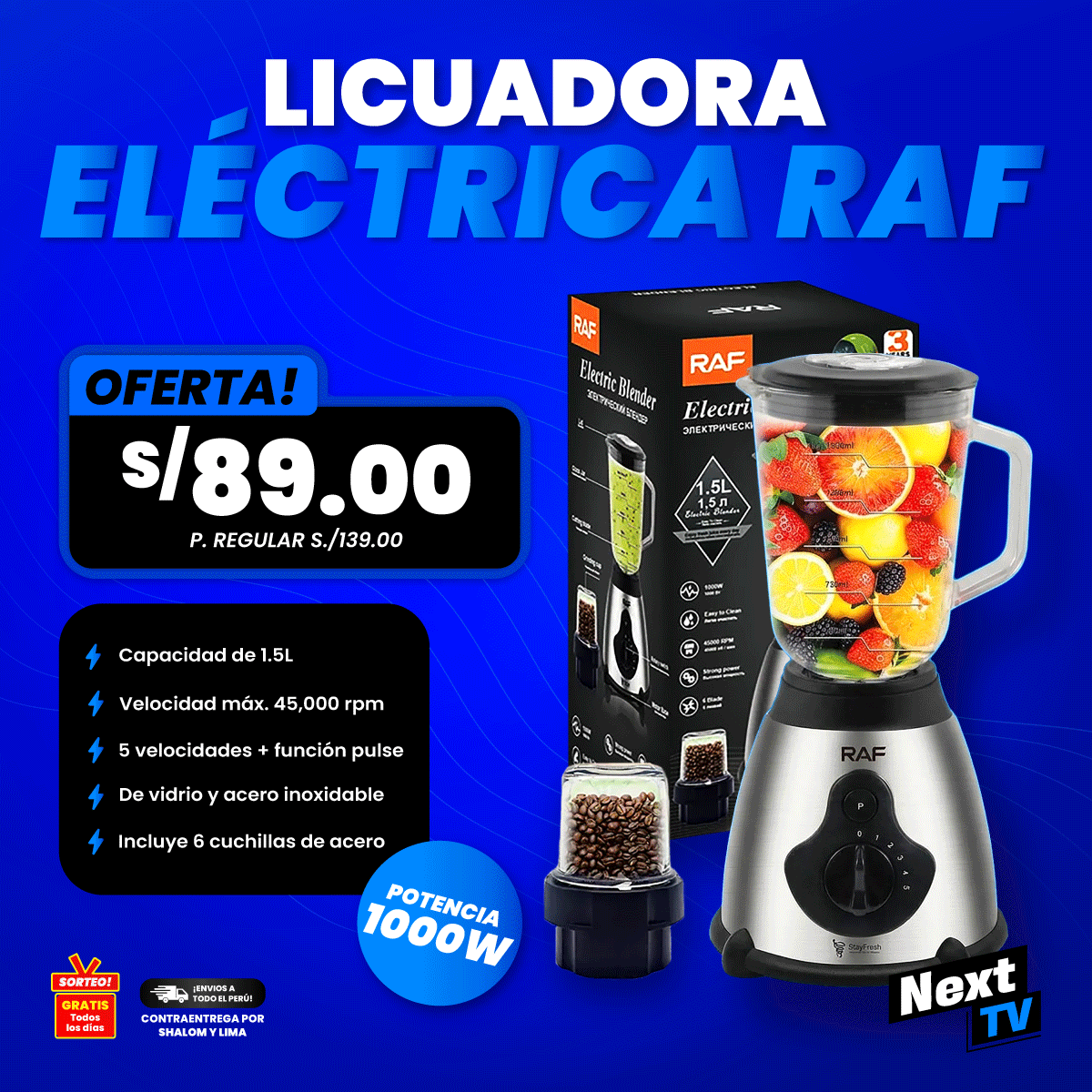 LICUADORA RAF 5 EN 1 1000W