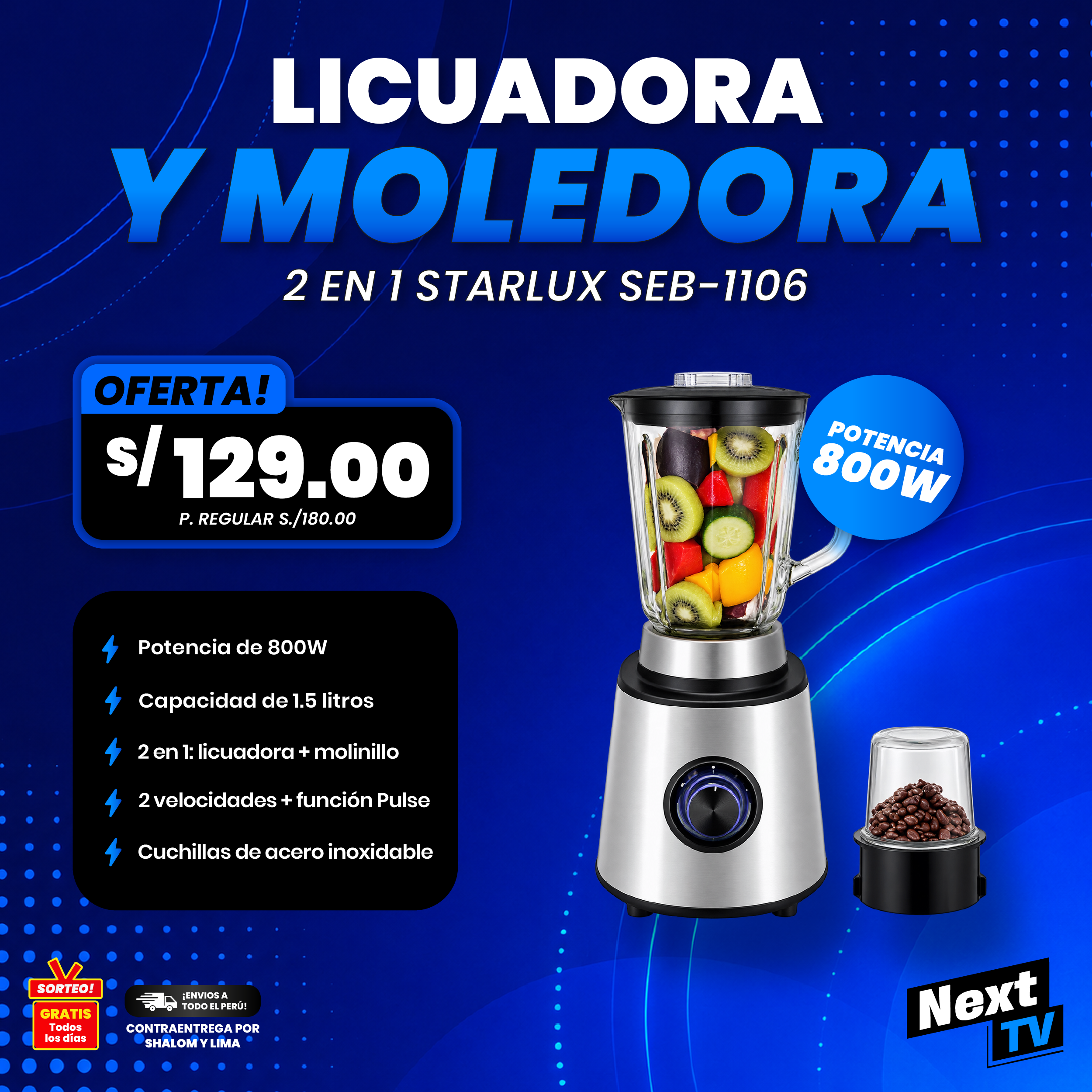 LICUADORA STARLUX SEB-1106
