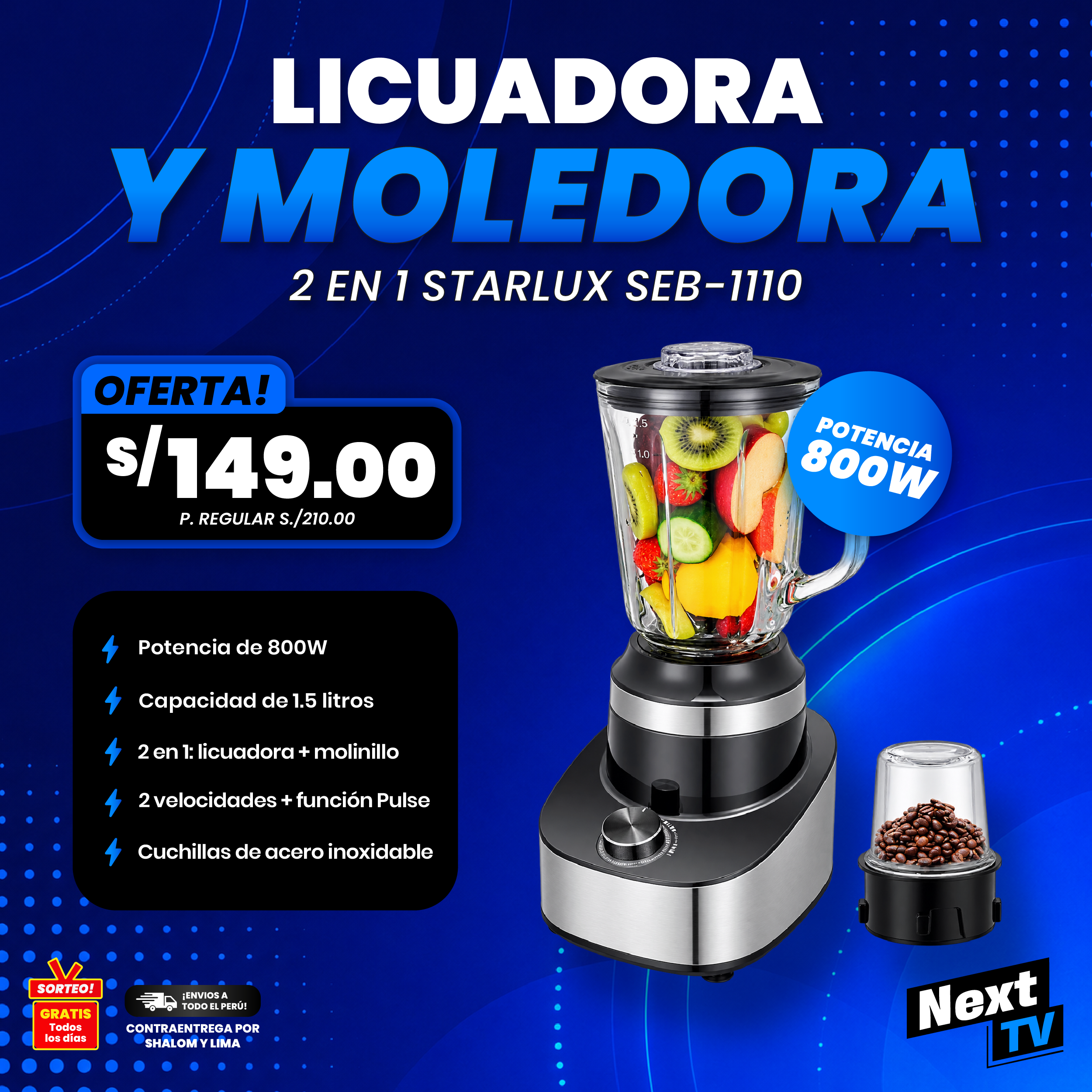 LICUADORA STARLUX SEB-1110