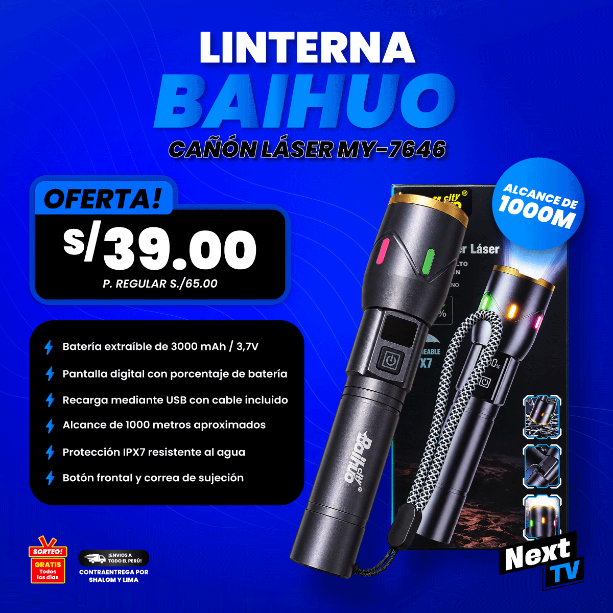 LINTERNA BAIHUO CAÑÓN LÁSER MY-7646 - N2361