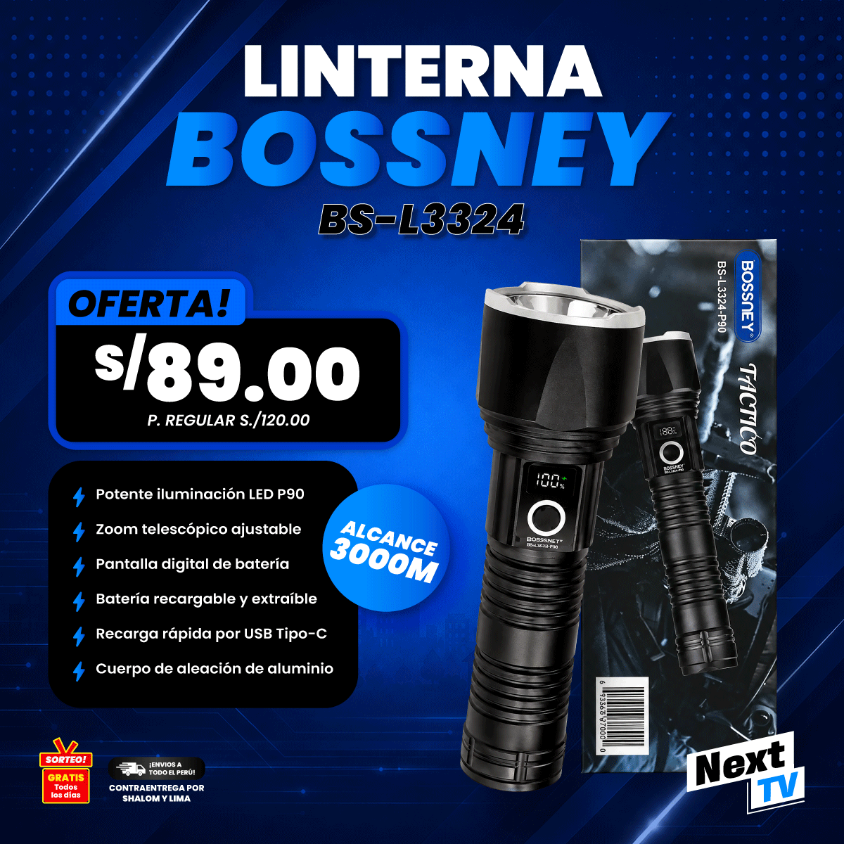 LINTERNA BOSSNEY BS-L3324 - N2145
