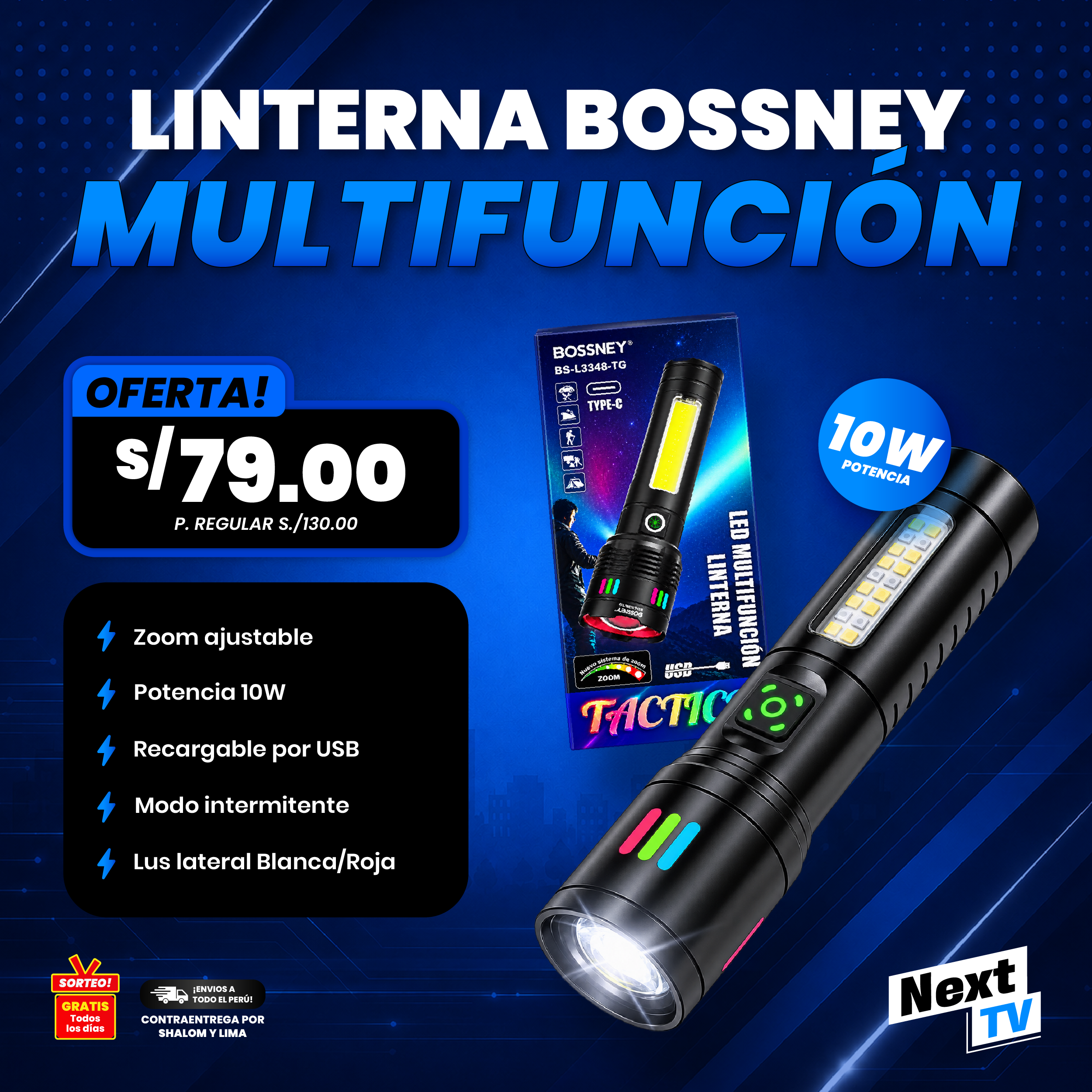 LINTERNA BOSSNEY MULTIFUNCIÓN
