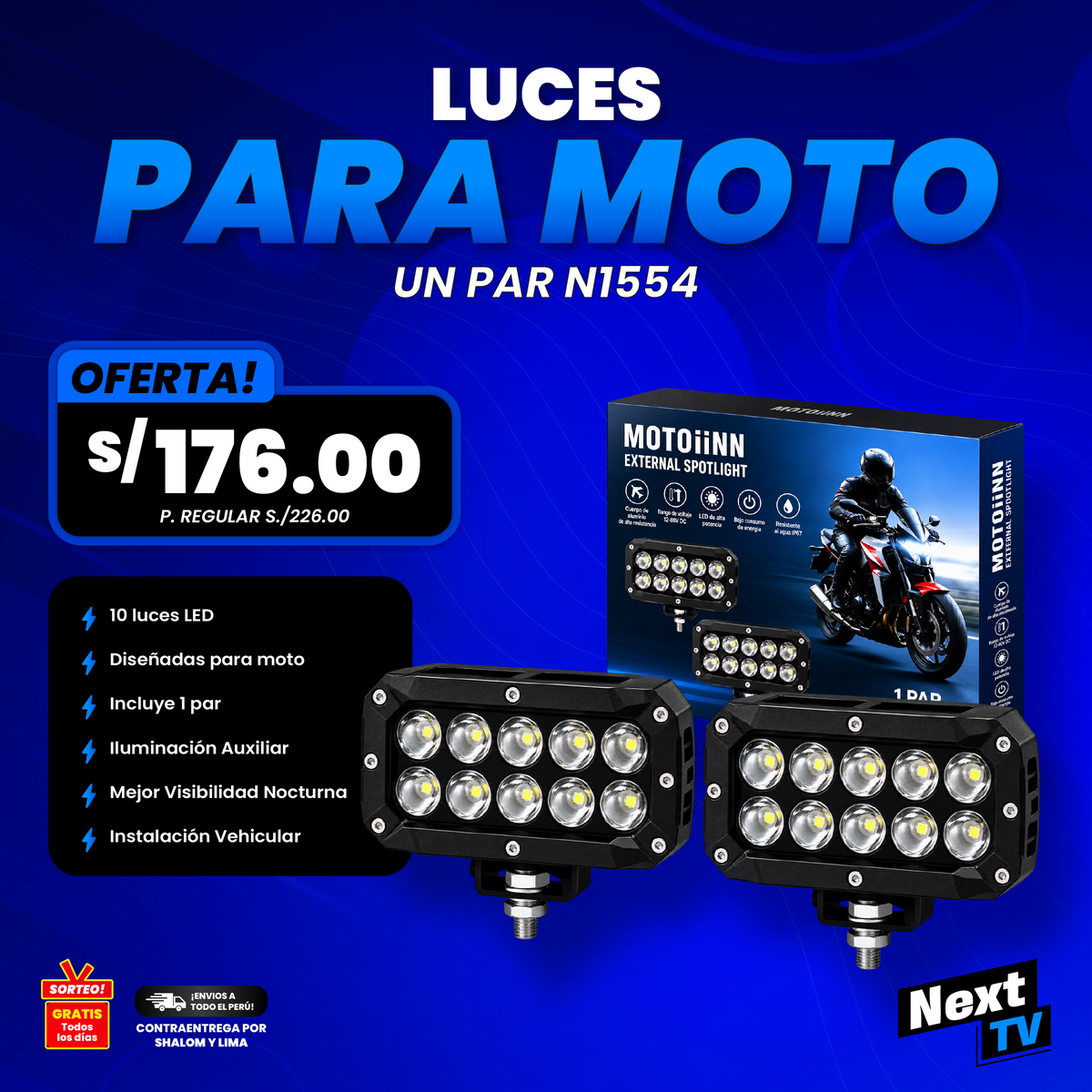 LUCES PARA MOTO UN PAR N1554