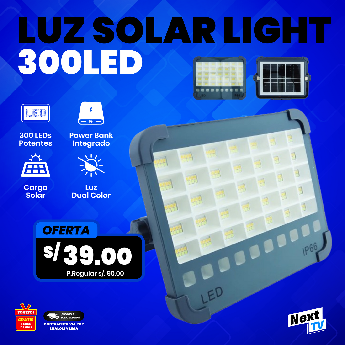 LUZ SOLAR LIGHT 300 LED