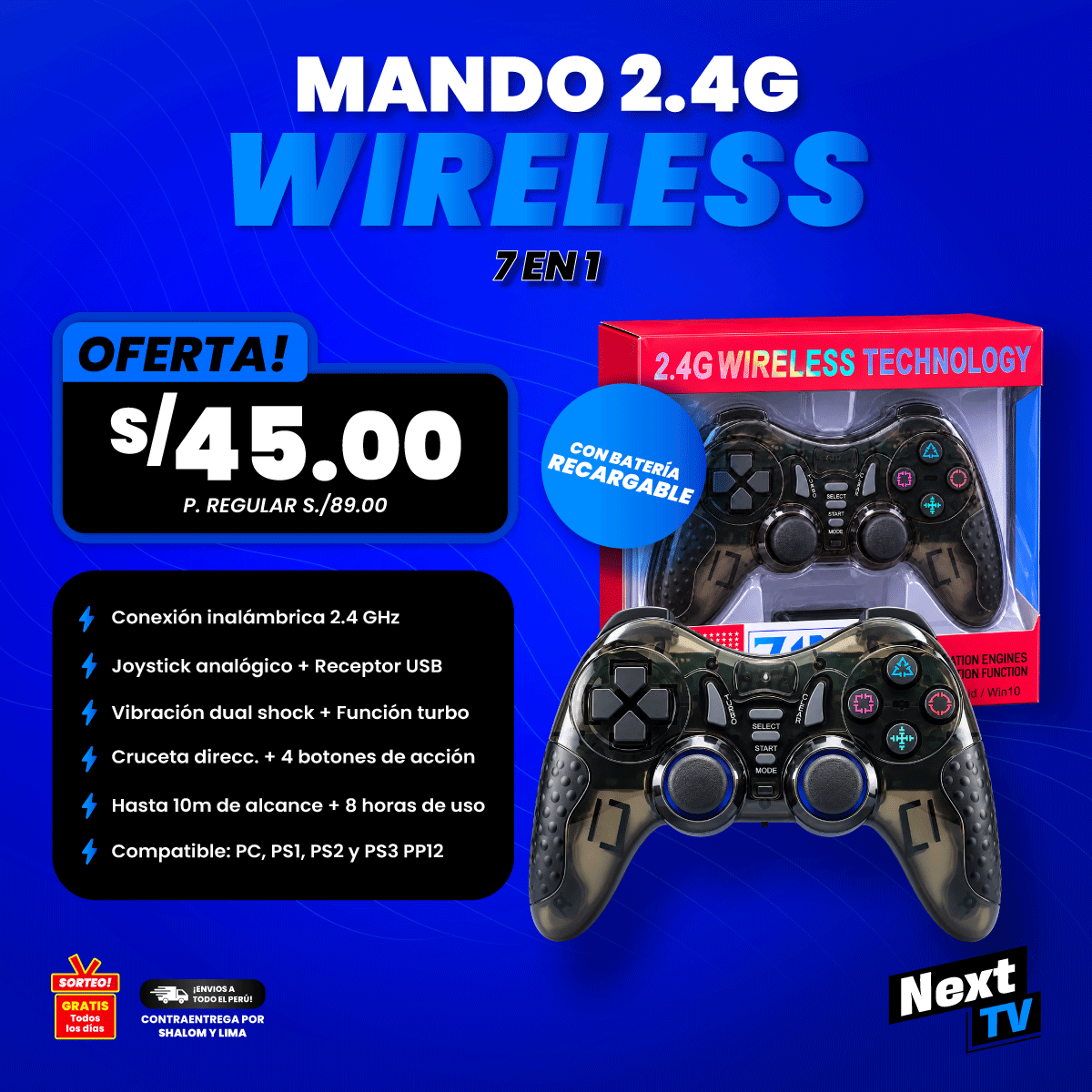 MANDO 2.4G WIRELESS 7 EN 1 - N2086