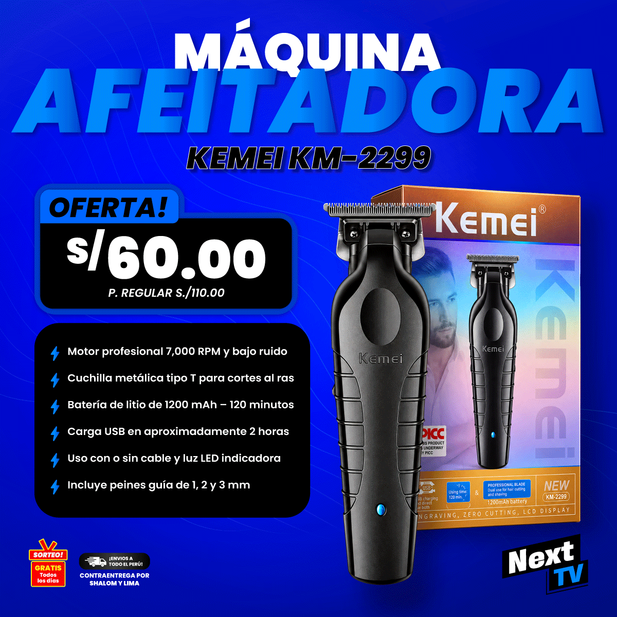 MÁQUINA AFEITADORA KEMEI KM-2299 - N455