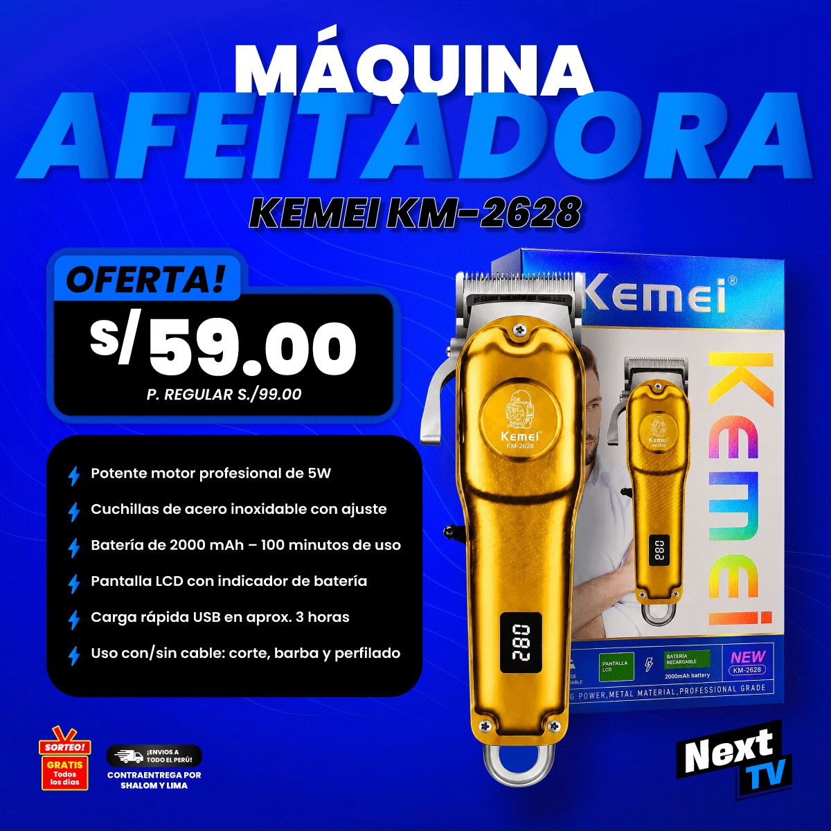 MÁQUINA AFEITADORA KEMEI KM-2628 - N561