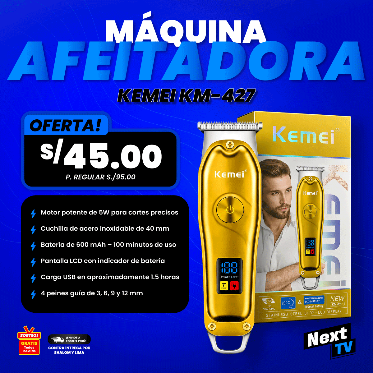MÁQUINA AFEITADORA KEMEI KM-427 - N454