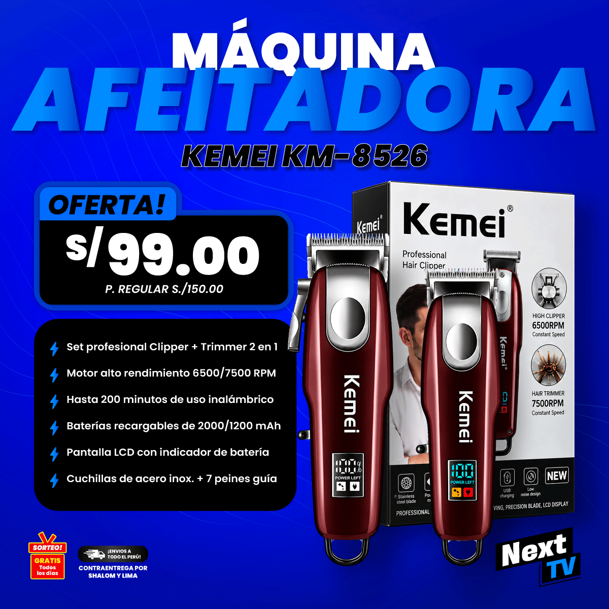 MÁQUINA AFEITADORA KEMEI KM-8526 - N916