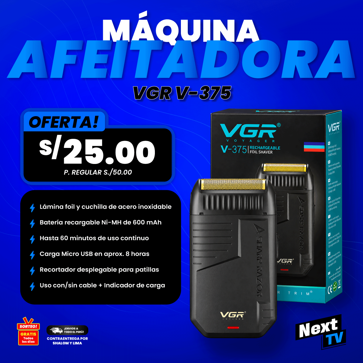 MAQUINA AFEITADORA VGR V-375 - N918