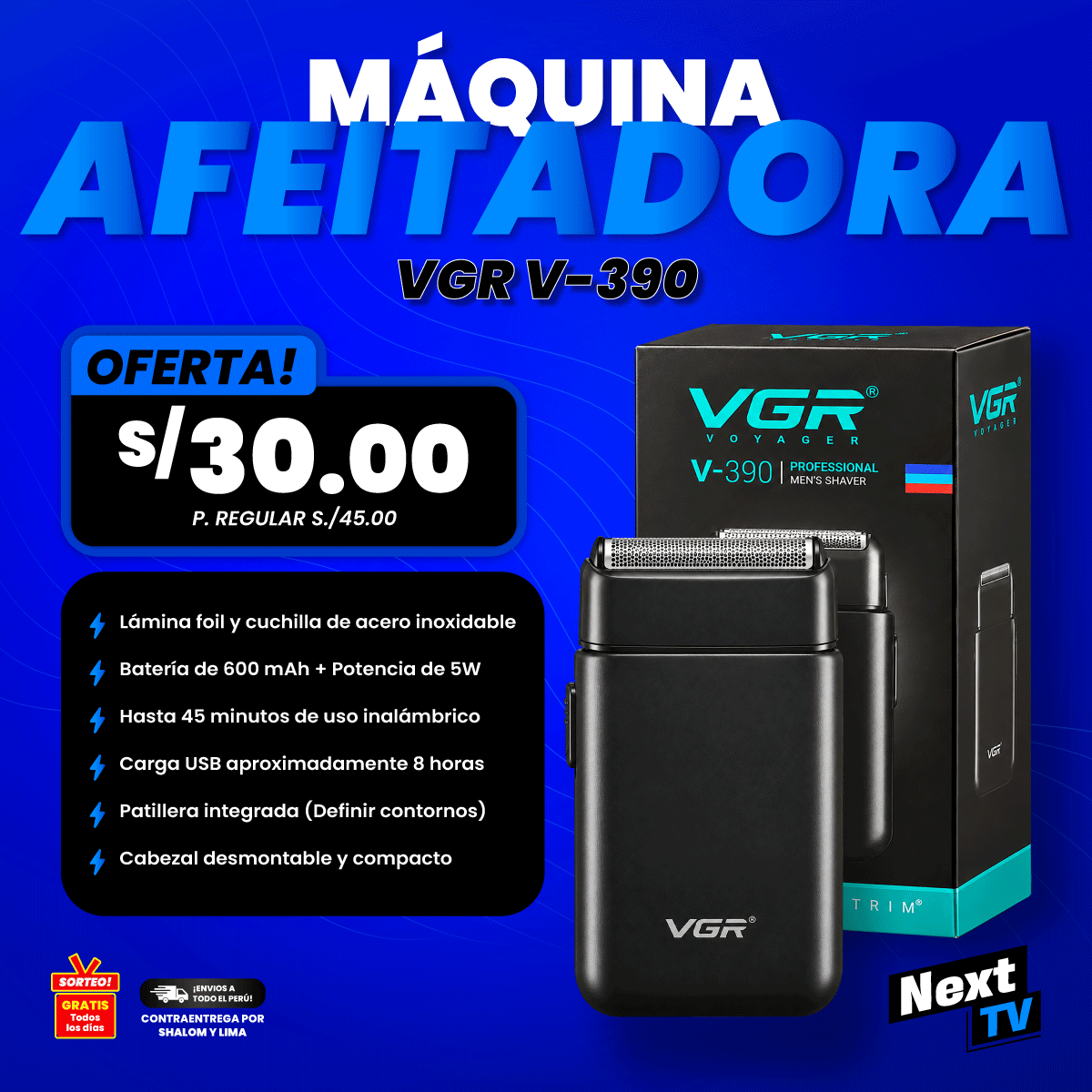 MÁQUINA AFEITADORA VGR V-390 - N2356