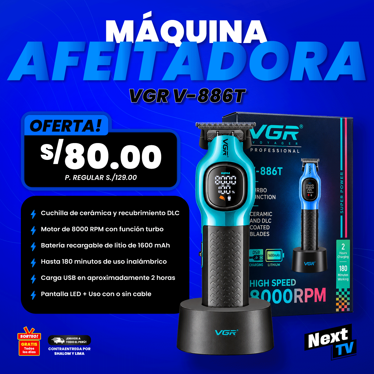 MÁQUINA AFEITADORA VGR V-886T - N2191