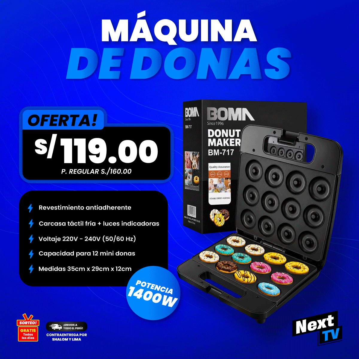 MÁQUINA DE DONAS BOMA BM-717 1400W