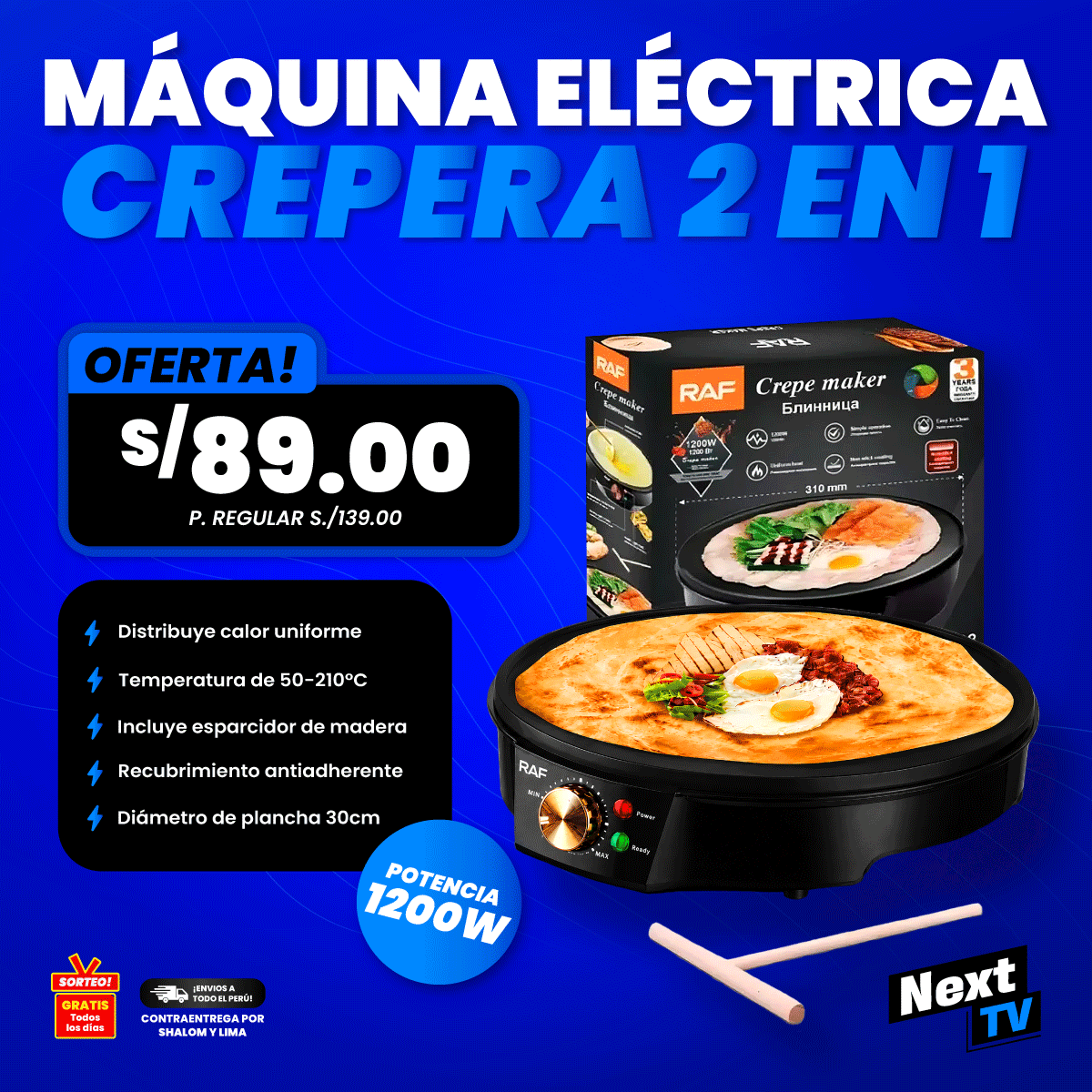 MÁQUINA ELÉCTRICA CREPERA 2 EN 1