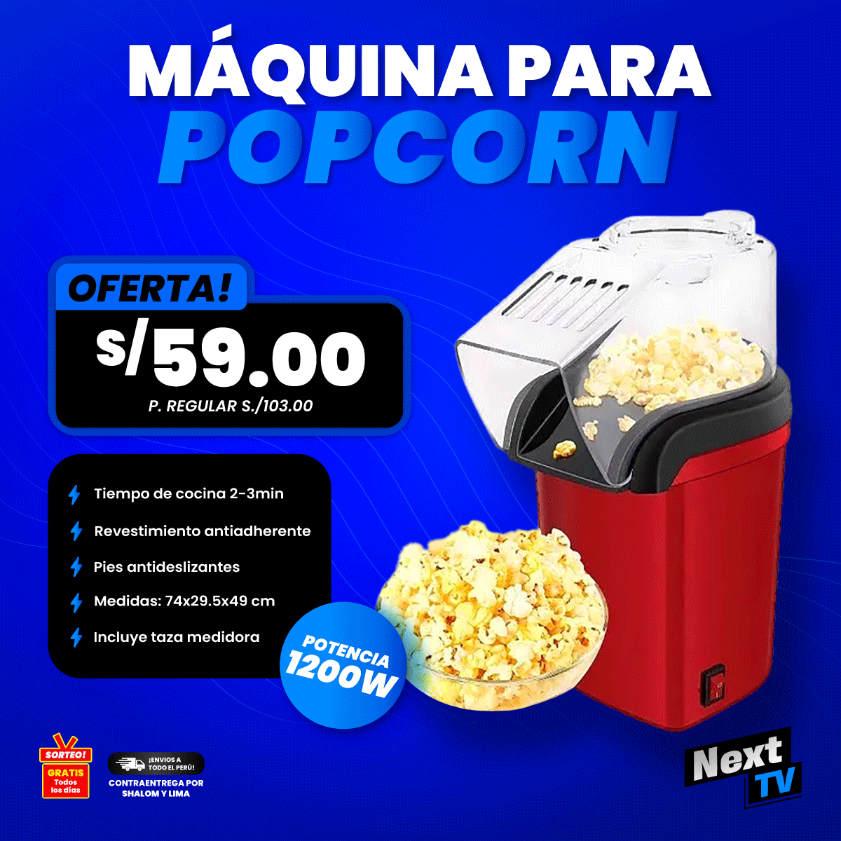 MÁQUINA PARA POPCORN 1200W