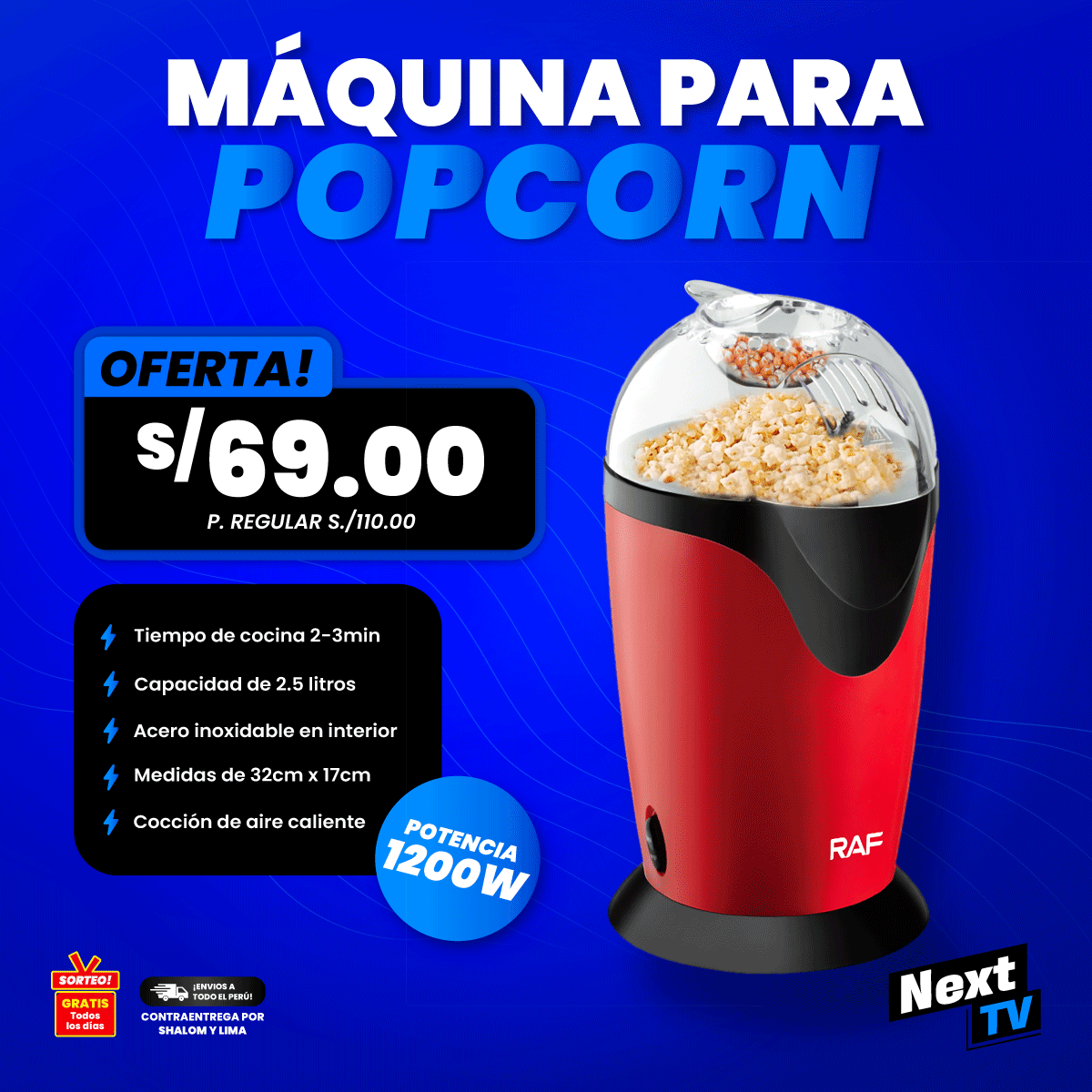 MÁQUINA PARA POPCORN 1200W