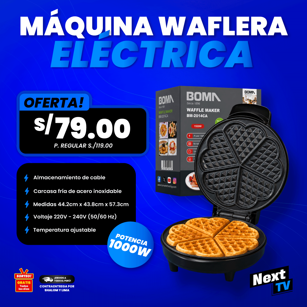 WAFLERA ELÉCTRICA 1000W