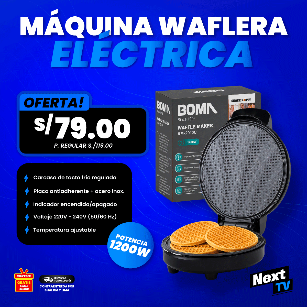 WAFLERA ELÉCTRICA 1200W BM-2010