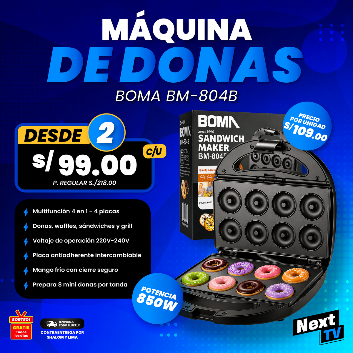 MÁQUINA DE DONAS 850W BM-804B