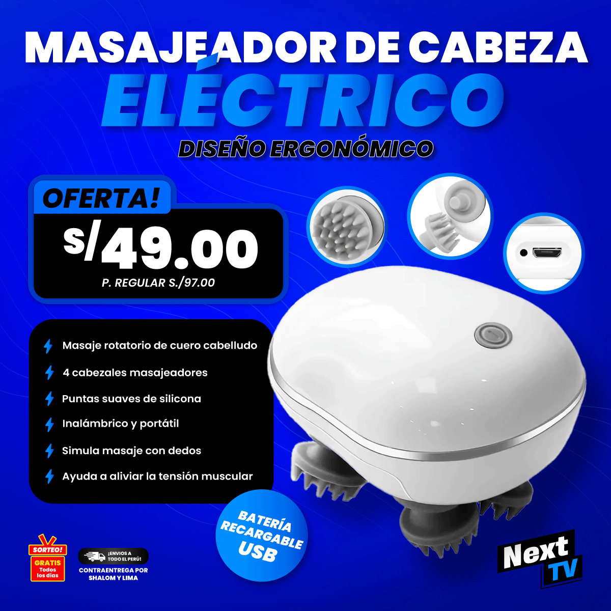 MASAJEADOR DE CABEZA ELÉCTRICO