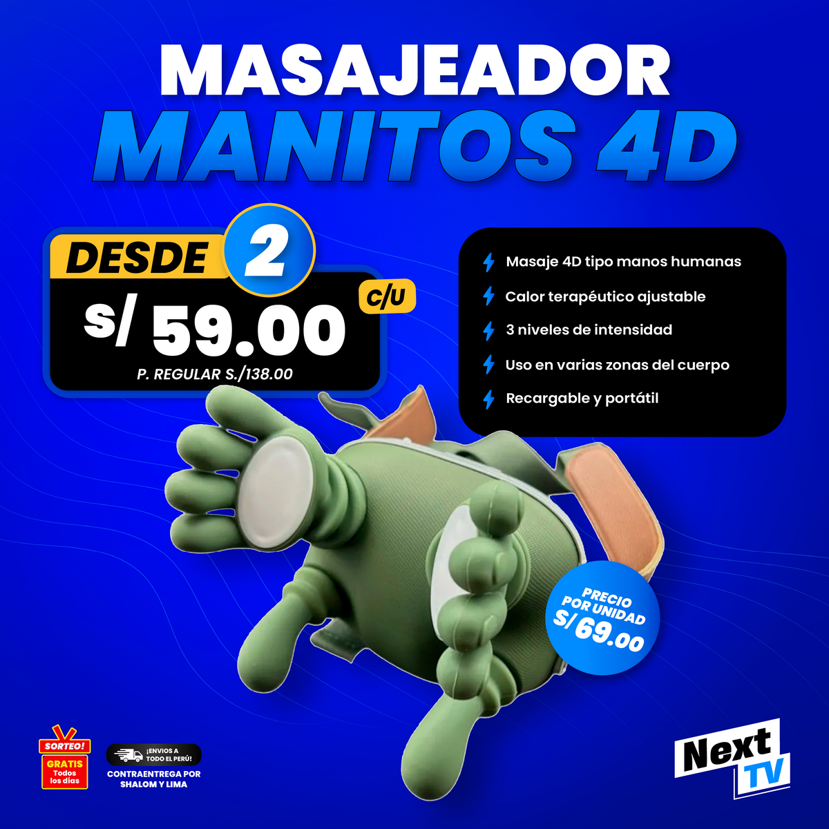 MASAJEADOR TIPO MANITOS 4D