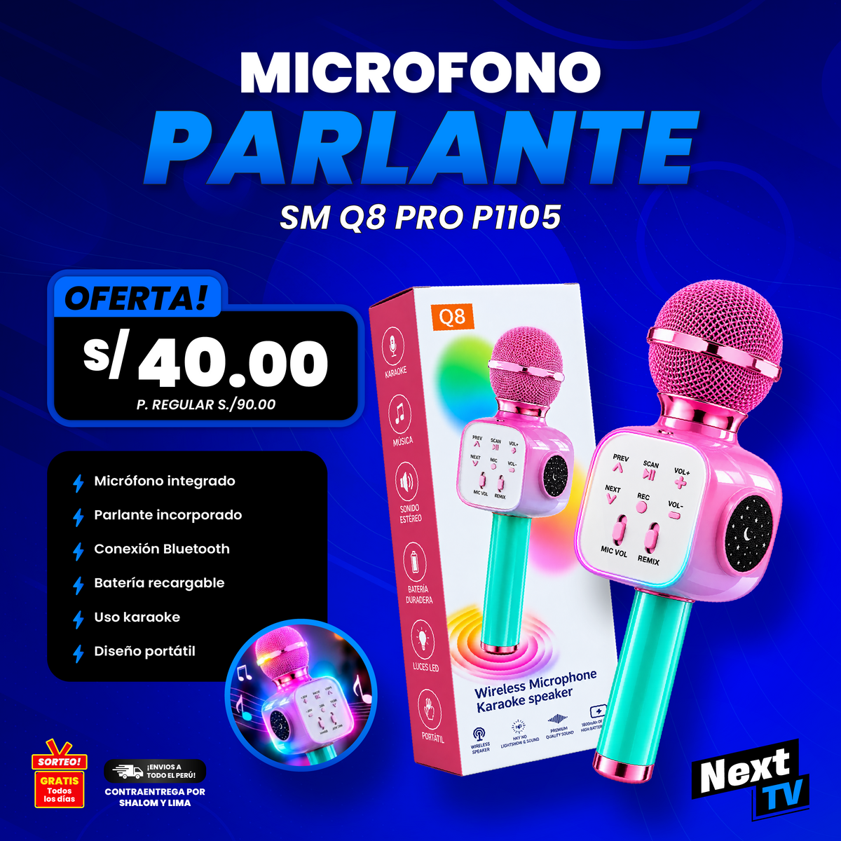 MICROFONO PARLANTE S/M Q8 PRO P1105