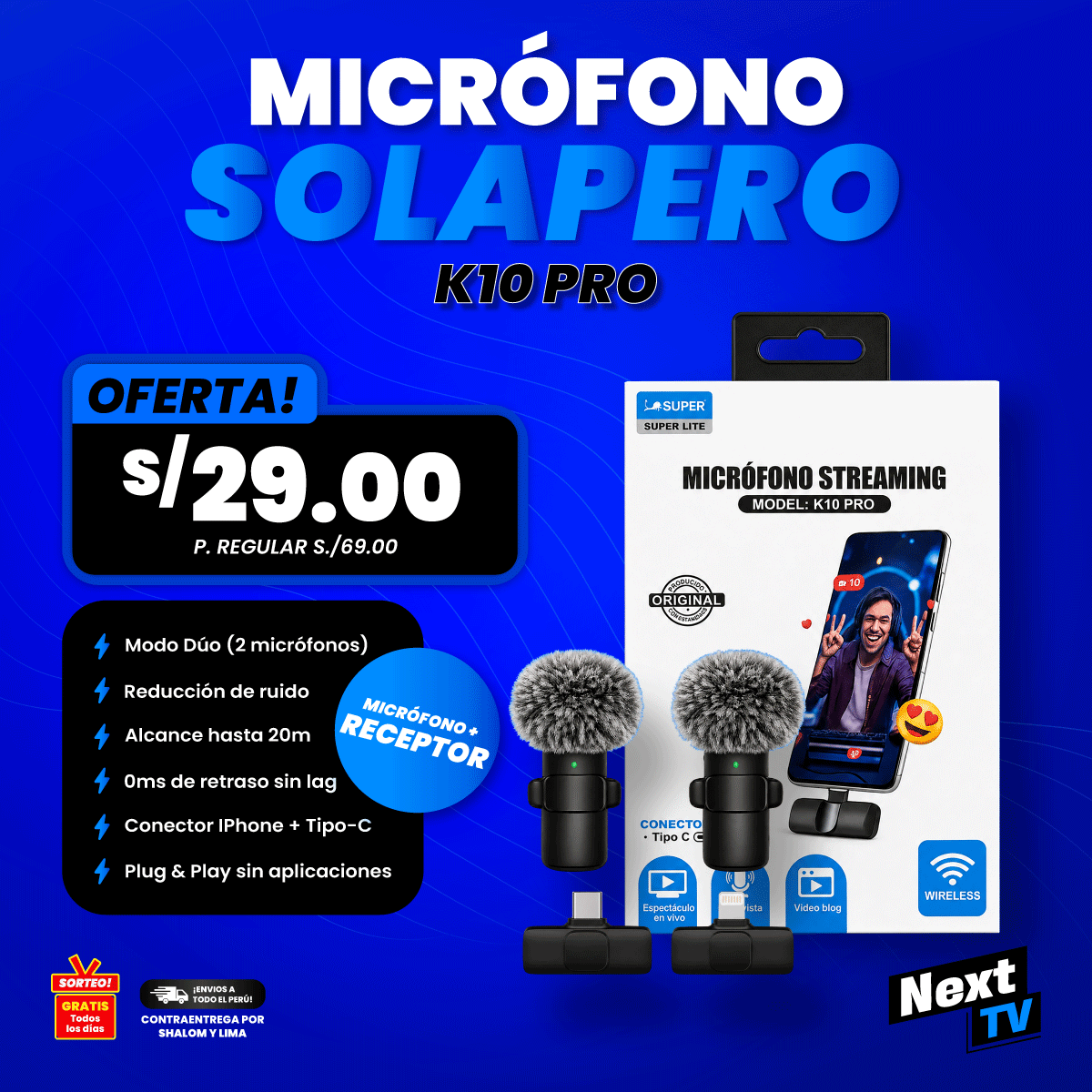 MICRÓFONO SOLAPERO K10 PRO