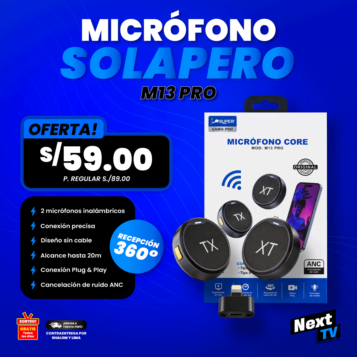 MICRÓFONO SOLAPERO M13 PRO