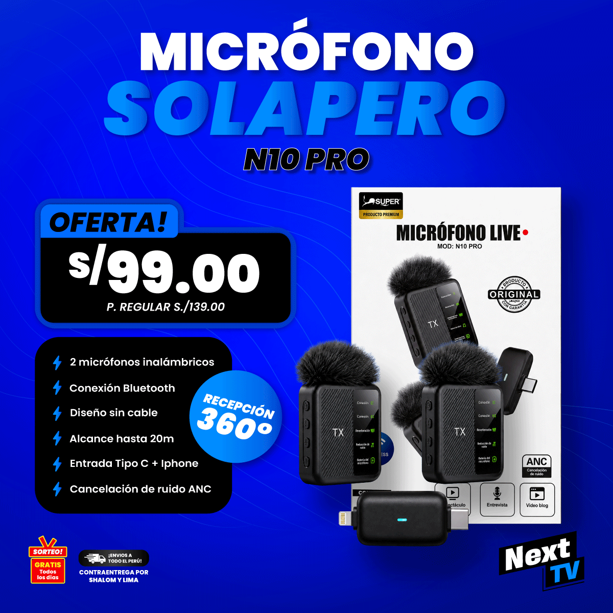 MICRÓFONO SOLAPERO N10 PRO