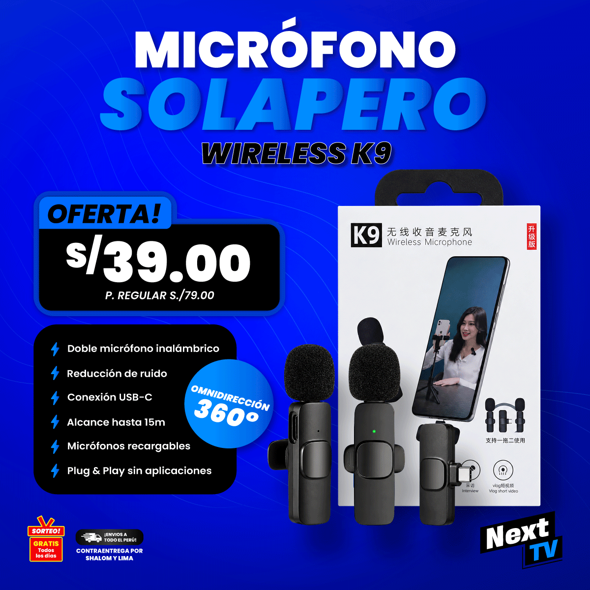 MICRÓFONO SOLAPERO WIRELESS K9