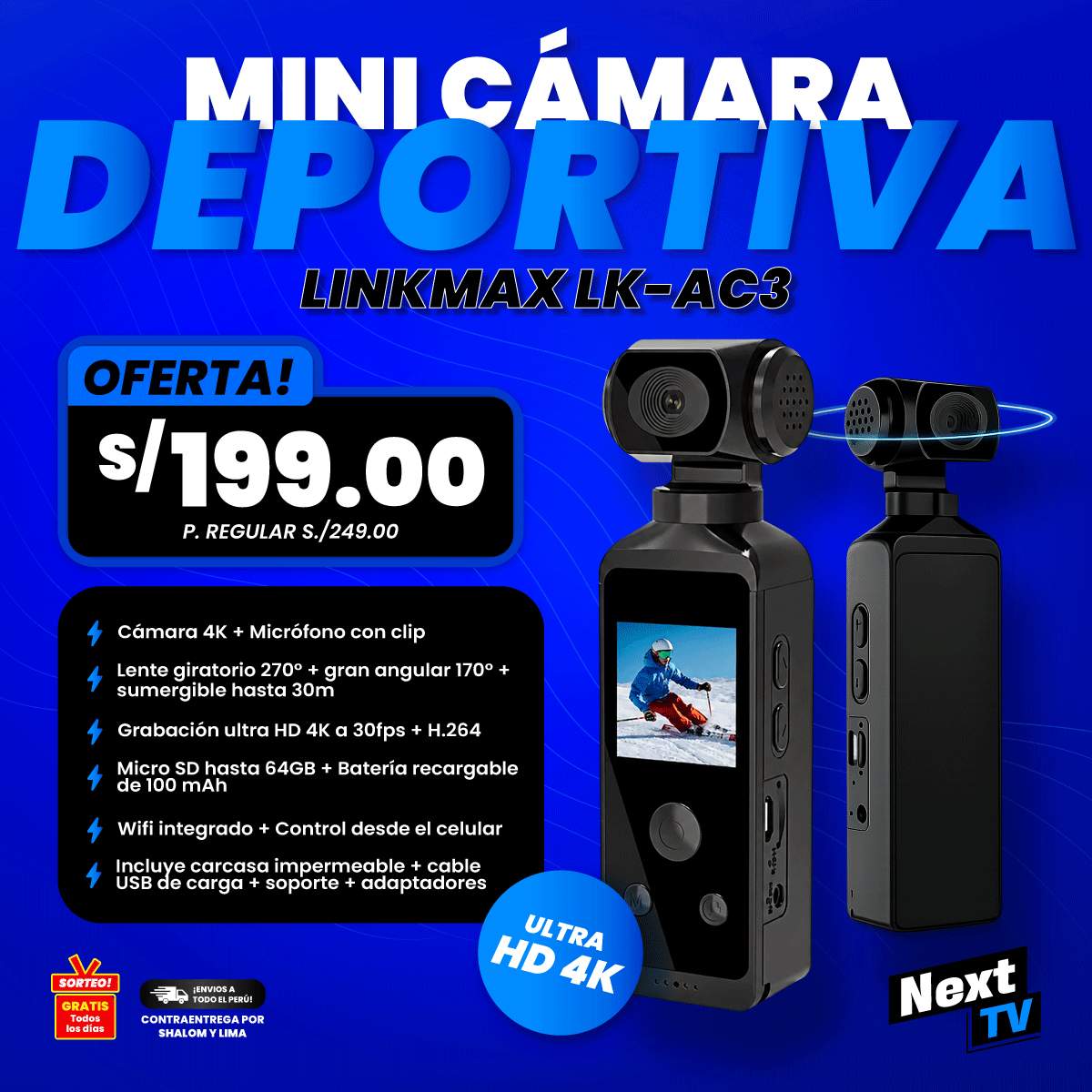 MINI CÁMARA DEPORTIVA LK-AC3