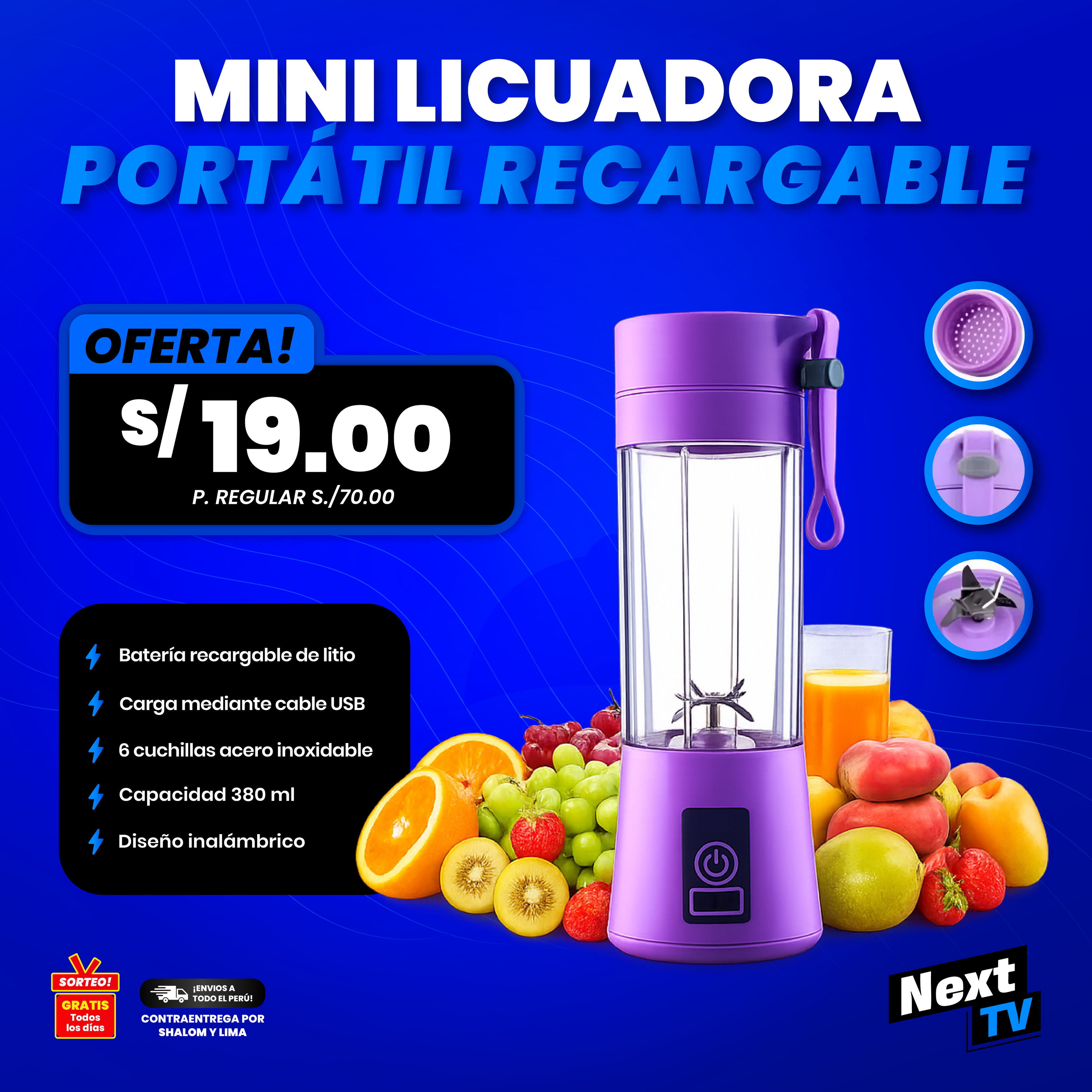 MINI LICUADORA PORTÁTIL RECARGABLE