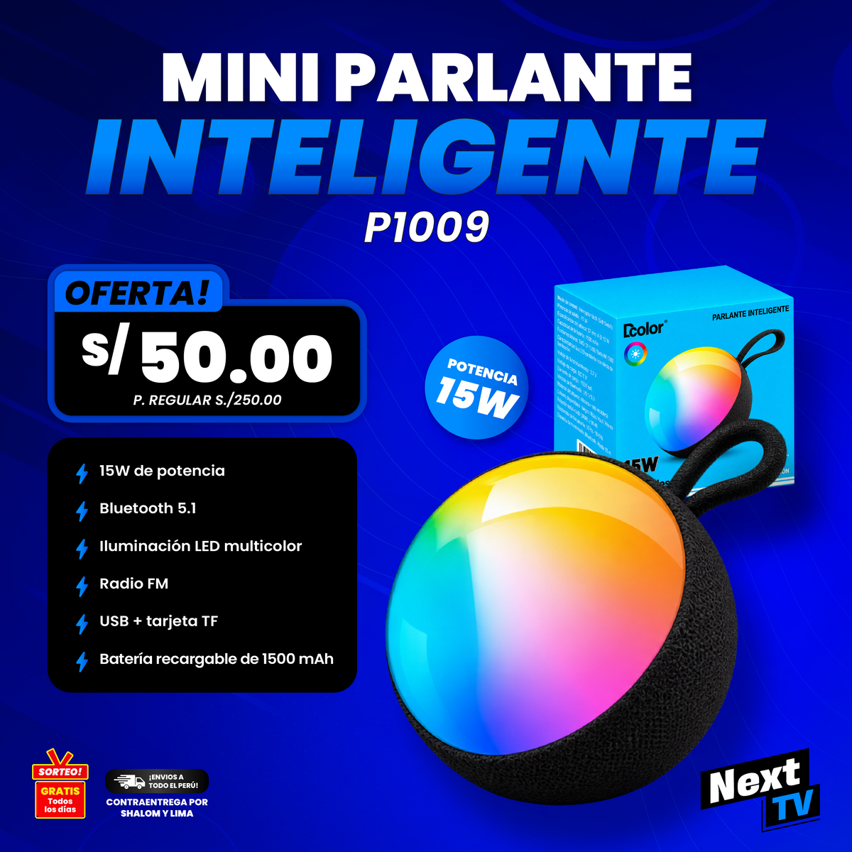 MINI PARLANTE INTELIGENTE DCOLOR 15W P1009