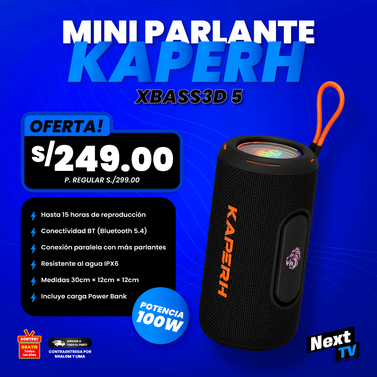 MINI PARLANTE KAPERH 220 - XBASS3D 5