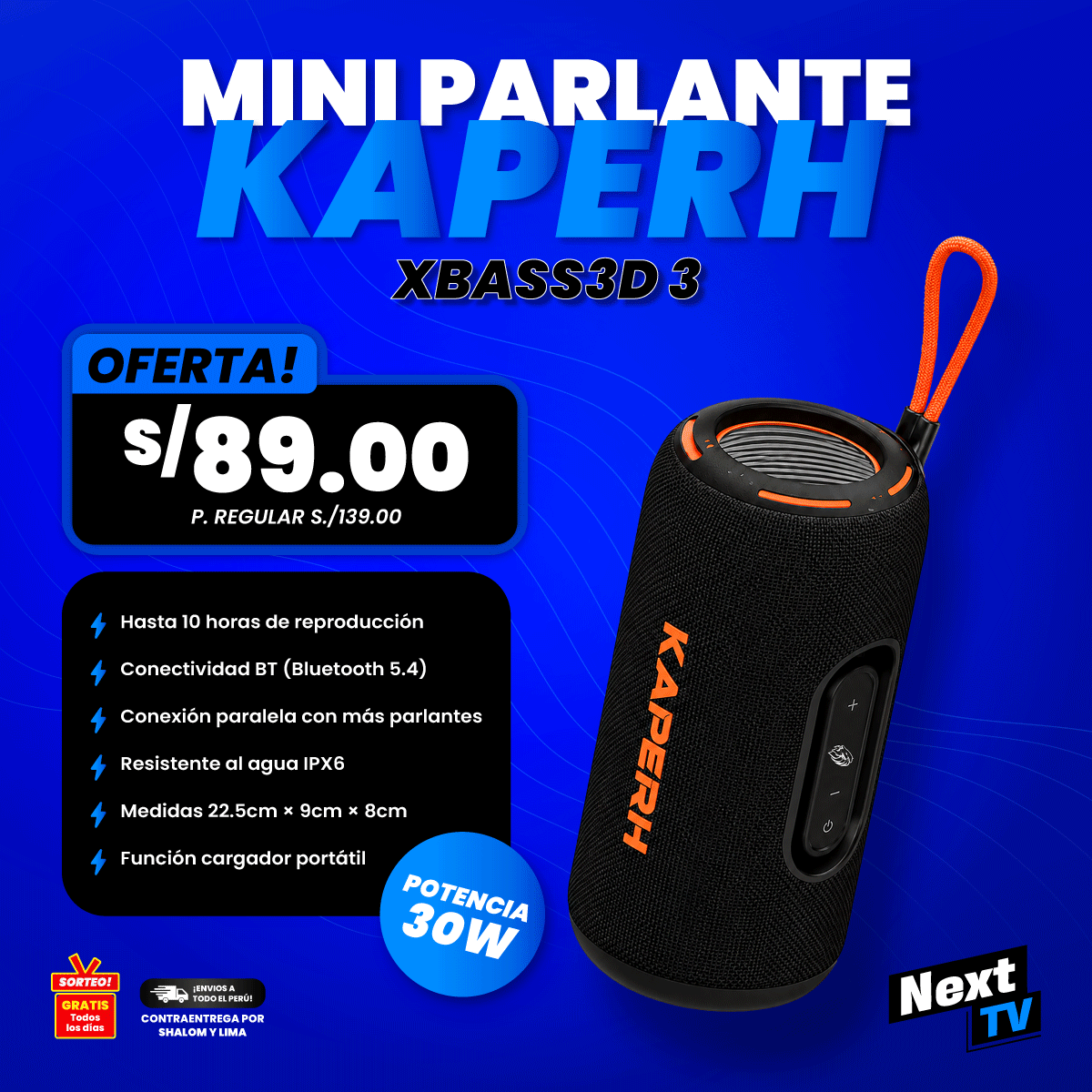 MINI PARLANTE KAPERH 75 - XBASS3D 3