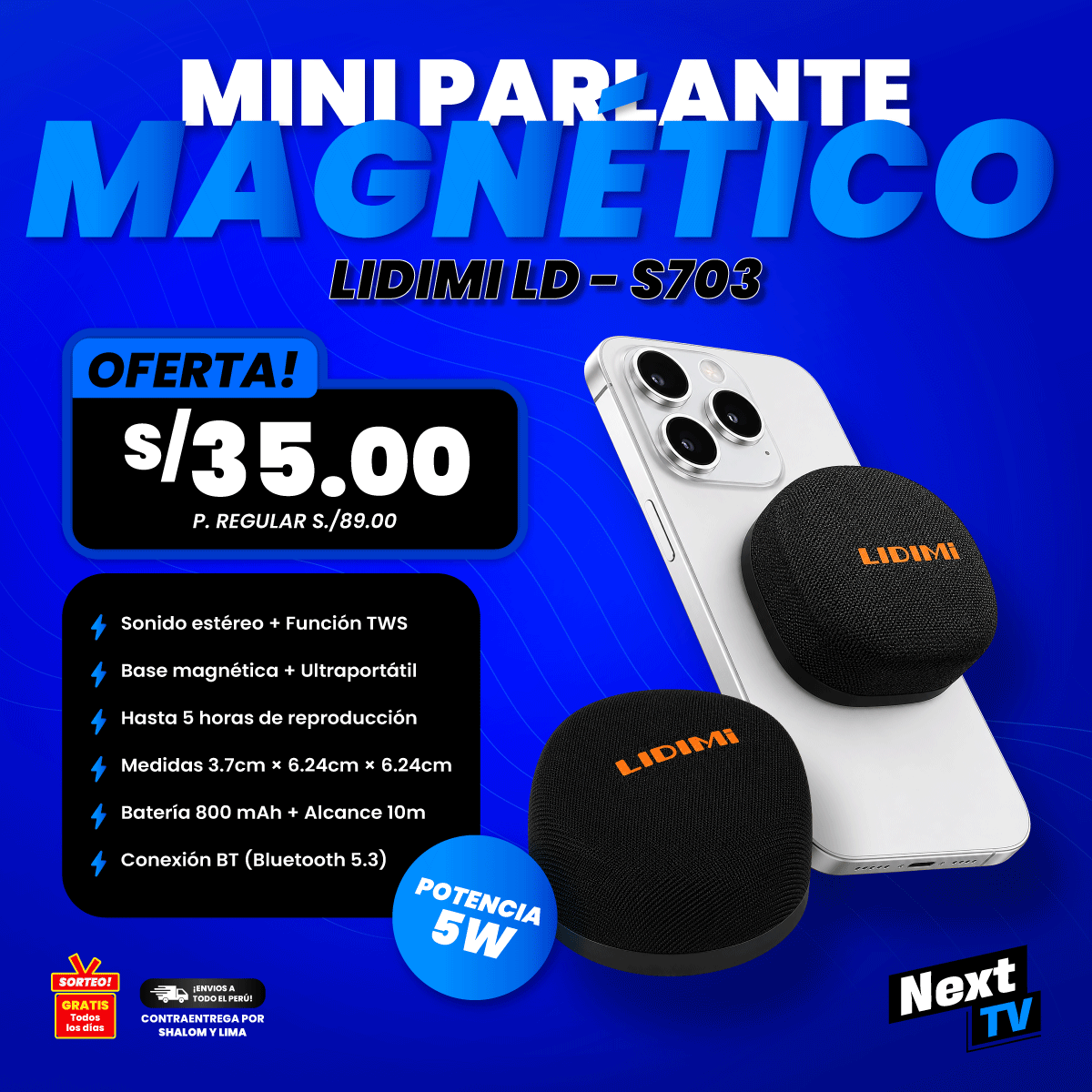 MINI PARLANTE MAGNÉTICO LIDIMI LD-S703