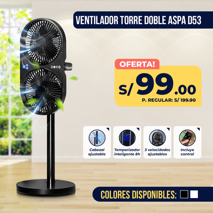 Ventilador D-53 con Doble Hélices Negro