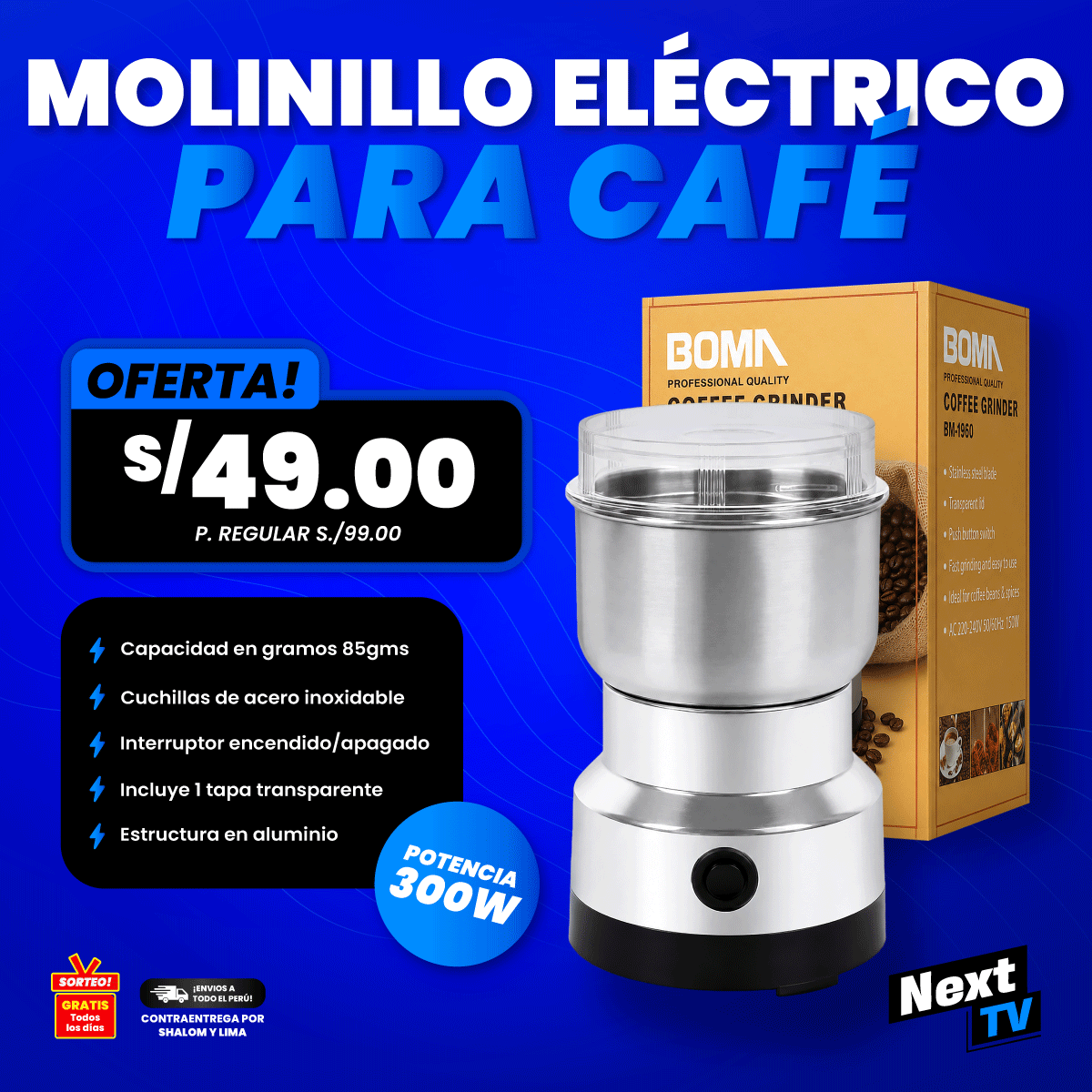 MOLINILLO ELÉCTRICO PARA CAFÉ 300W