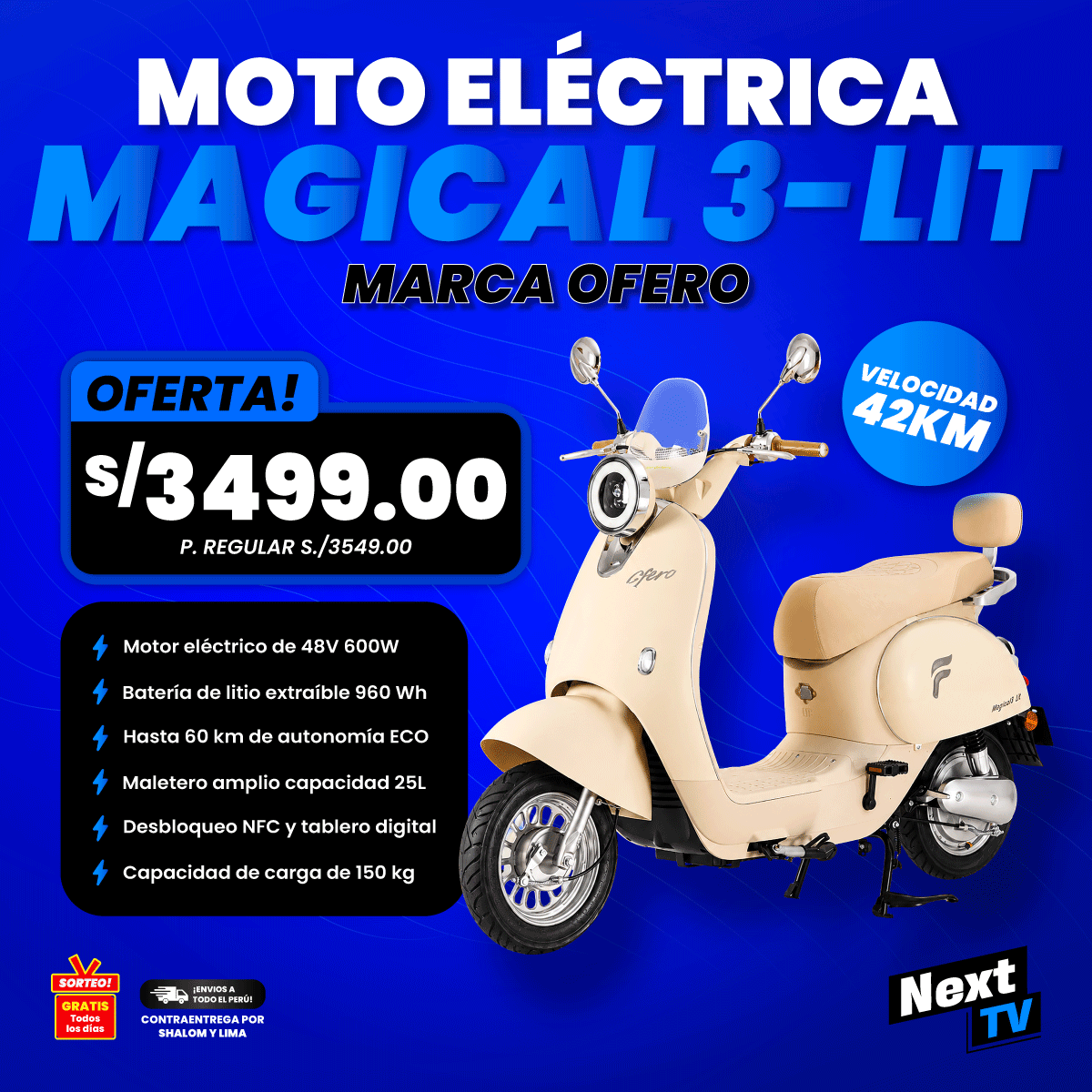 MOTO ELÉCTRICA OFERO MAGICAL 3-LIT