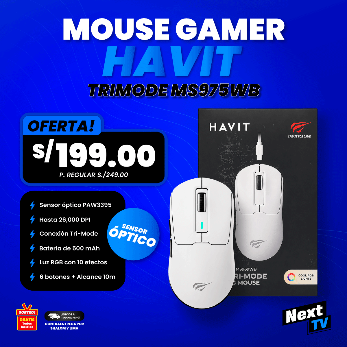 MOUSE GAMER HAVIT TRI-MODE MS969WB