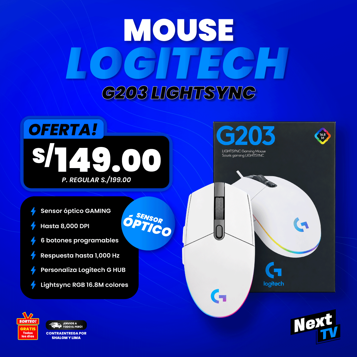 MOUSE LOGITECH G203 LIGHTSYNC