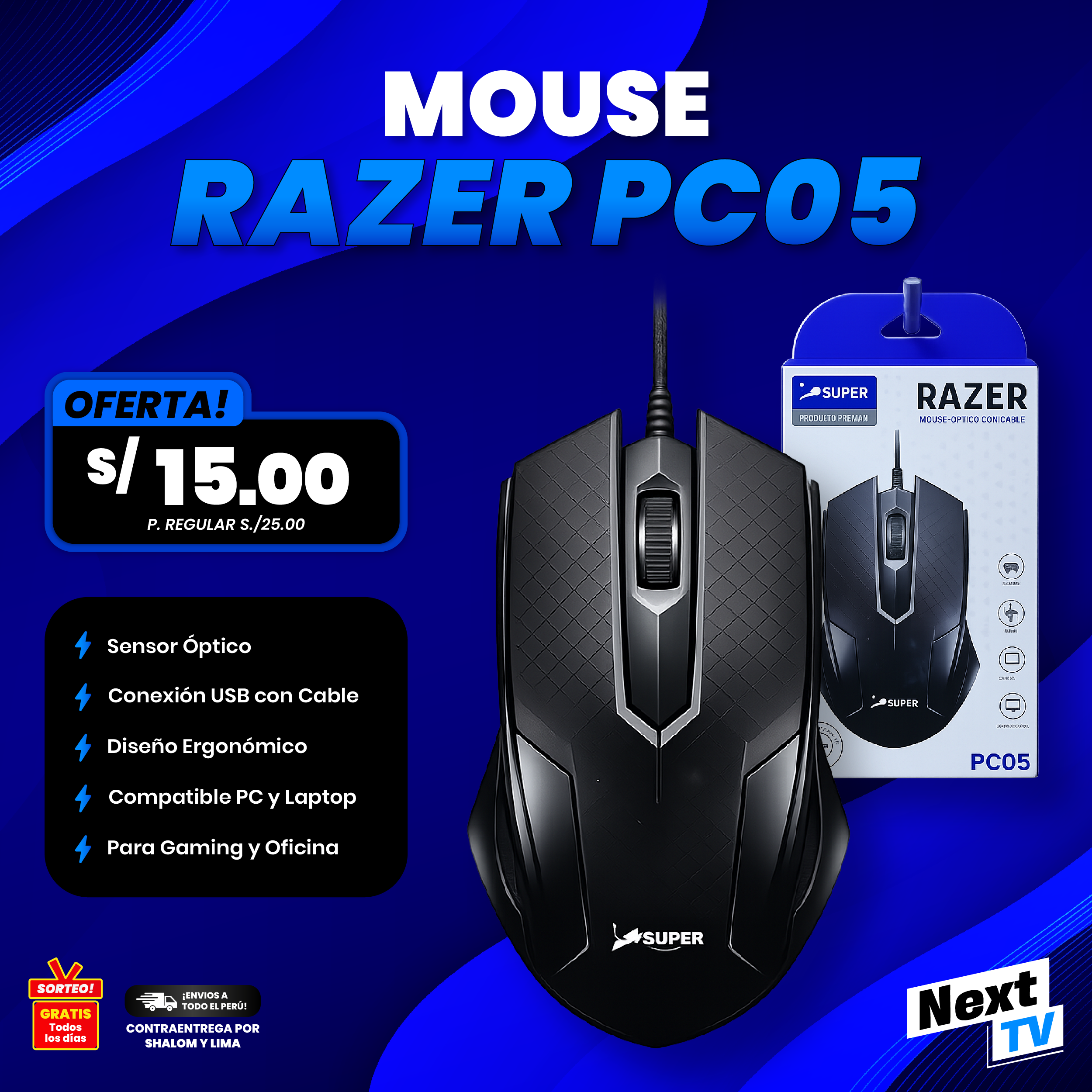 MOUSE OPTICO RAZER PC05