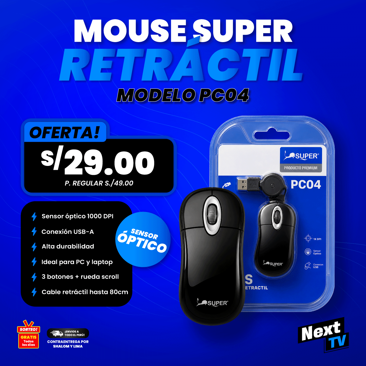 MOUSE SUPER RETRÁCTIL