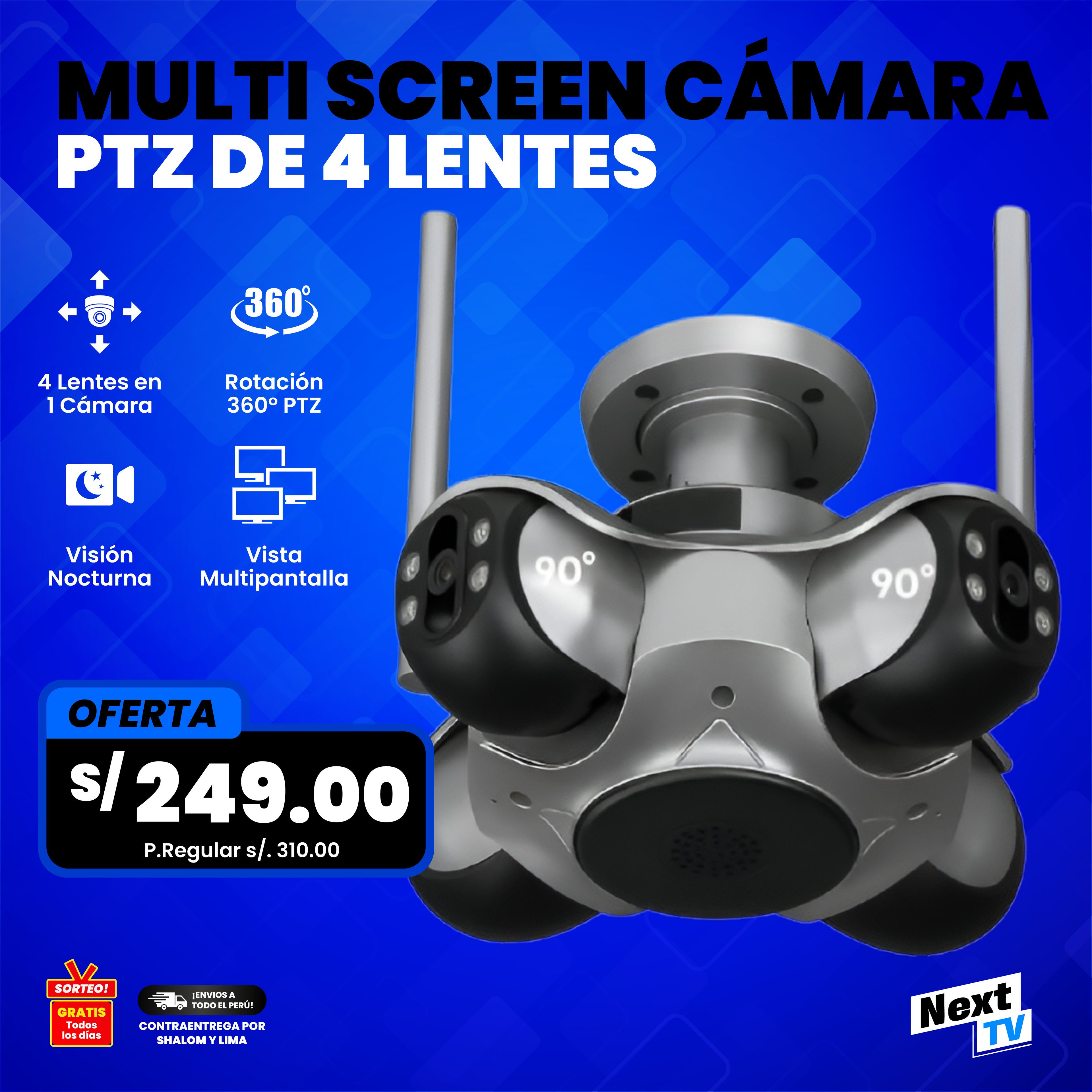 MULTI SCREEN CÁMARA PTZ DE 4 LENTES