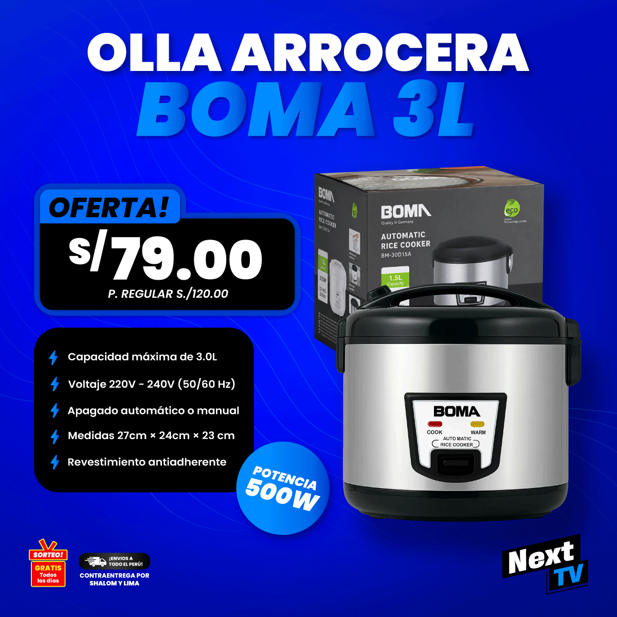 OLLA ARROCERA 3 LITROS 500W