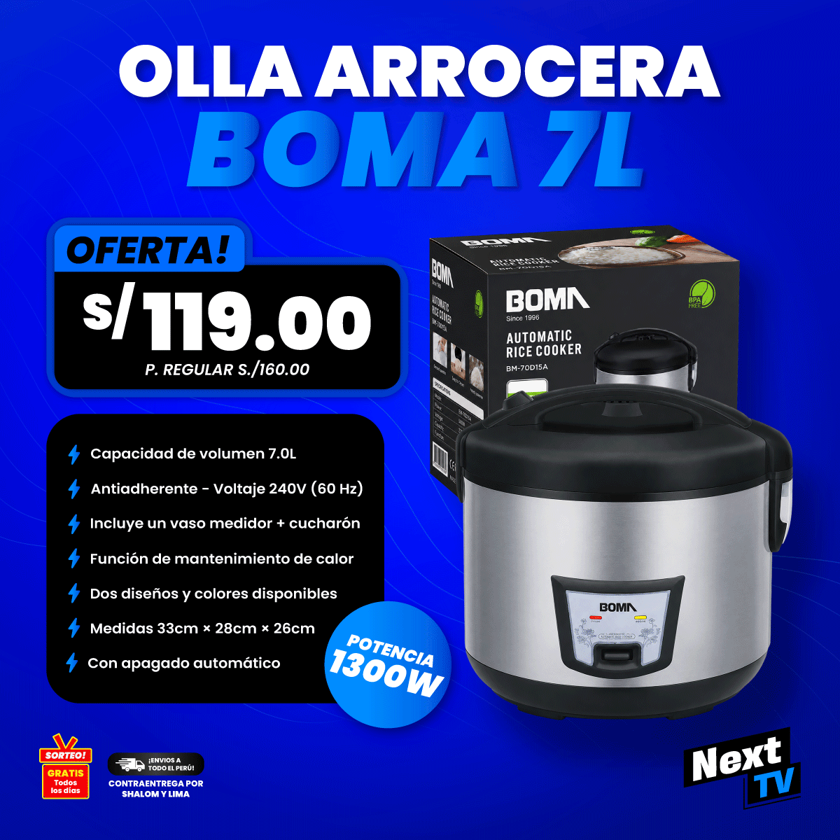 OLLA ARROCERA BOMA 7L 1300W