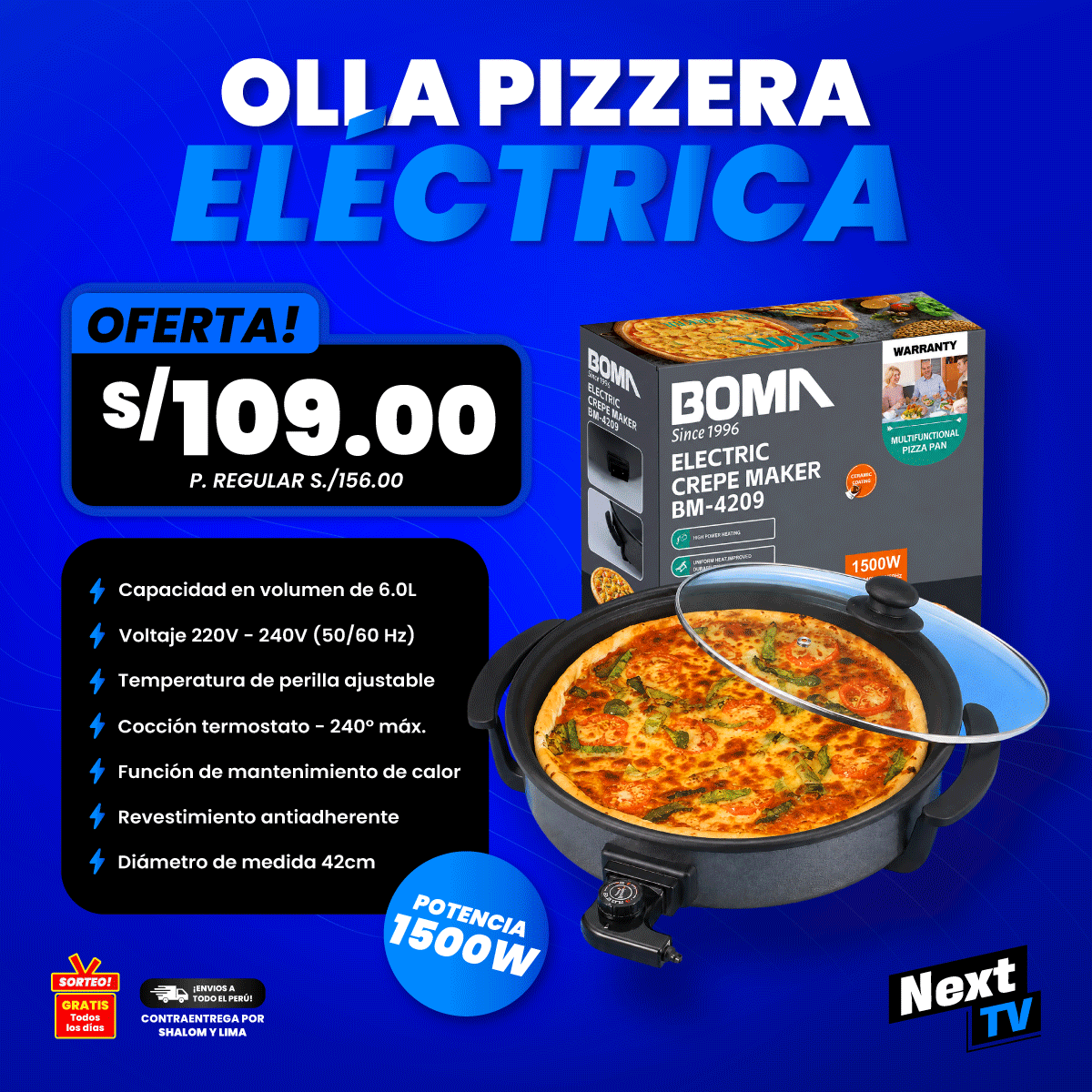 OLLA PIZZERA ELÉCTRICA 1500W