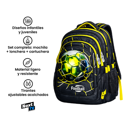 Set 3 en 1 Mochila + Lonchera + Cartuchera