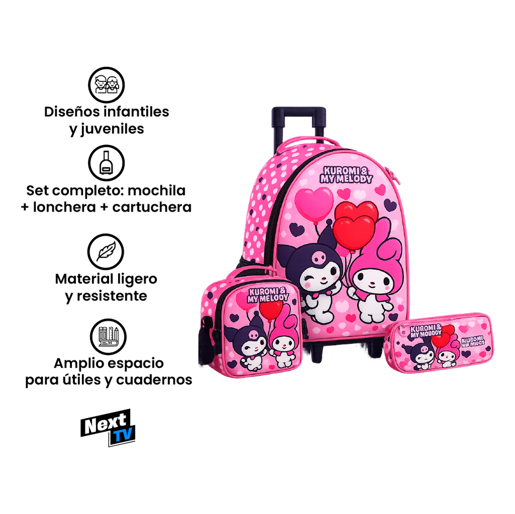 Set Mochila con Ruedas + Lonchera + Cartuchera Ranger 🎒✨