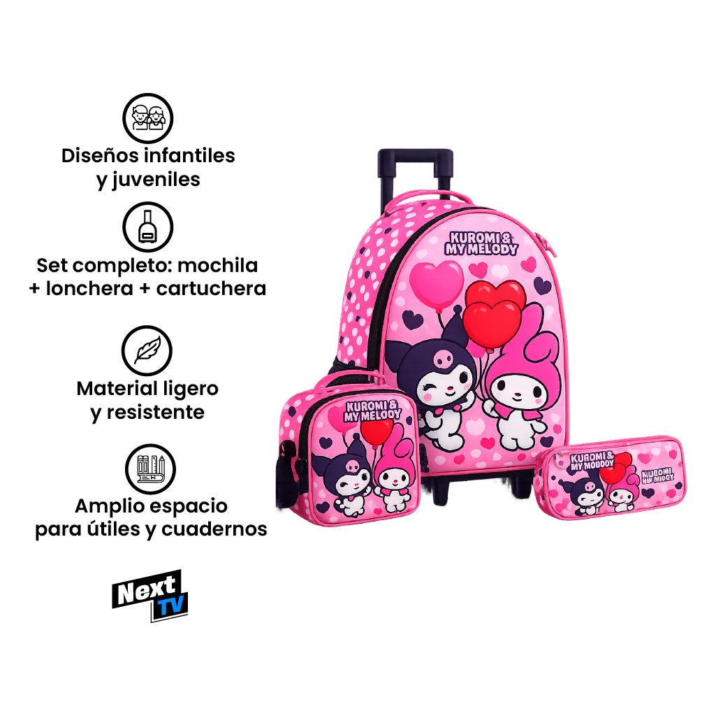 Set Mochila con Ruedas + Lonchera + Cartuchera Ranger 🎒✨